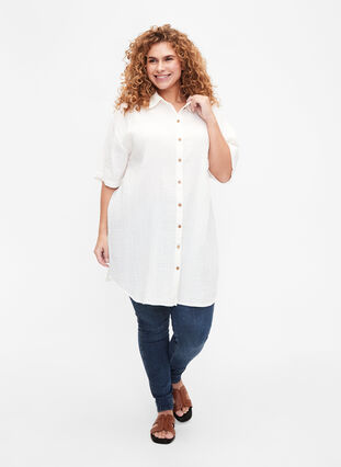Short sleeve shirt with buttons, Off-White, Model image number 2