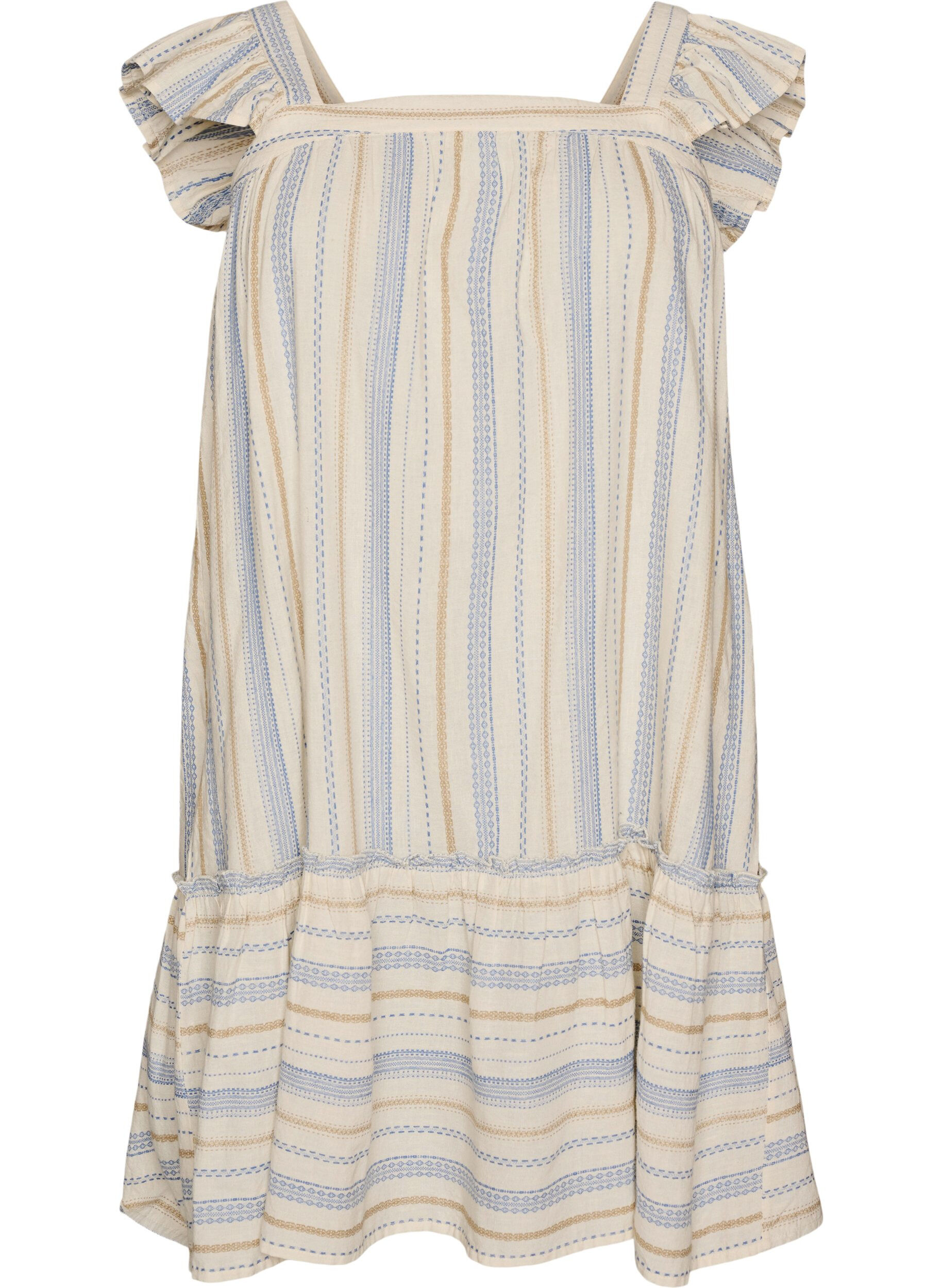 ZizzifashionSleeveless summer dress with a woven pattern, Vanilla, Packshot image number 0