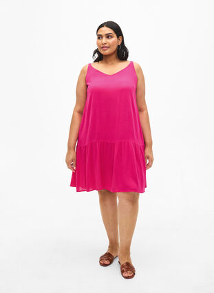 Viscose summer dress with straps, Raspberry Sorbet, Model image number 2