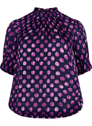 Short-sleeved smock blouse with print, Medieval Bl. Dot AOP, Packshot image number 0