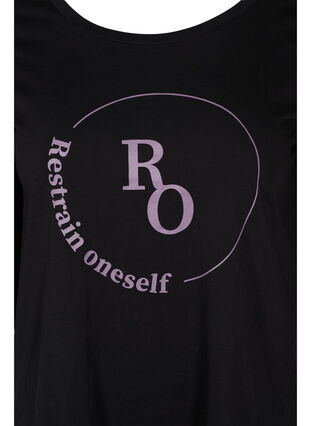 Cotton t-shirt with 3/4 sleeves, Black RO, Packshot image number 2