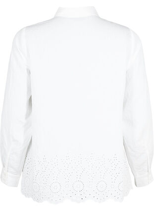 Viscose shirt with broderie anglaise, Bright White, Packshot image number 1
