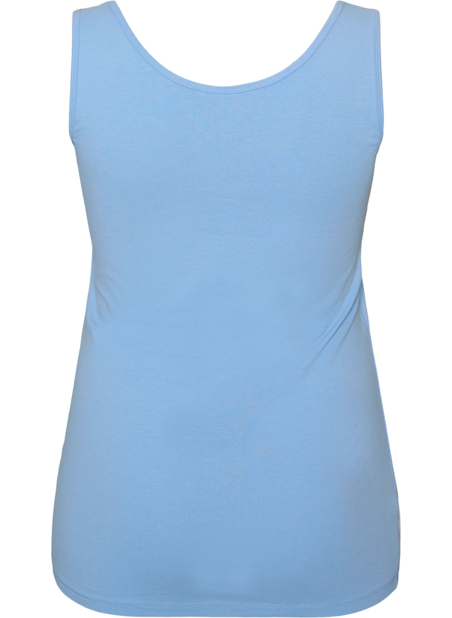 ZizzifashionSolid color basic top in cotton, Light Blue, Packshot image number 1