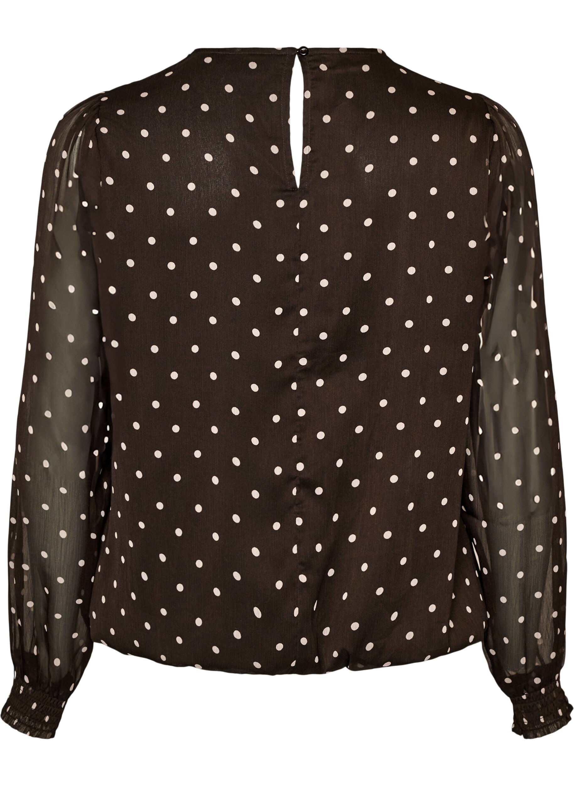 ZizzifashionDotted chiffon blouse with sheer sleeves, Brown, Packshot image number 1