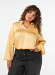 Blouse with shirt collar and V-neck, Yellow, Model image number 0