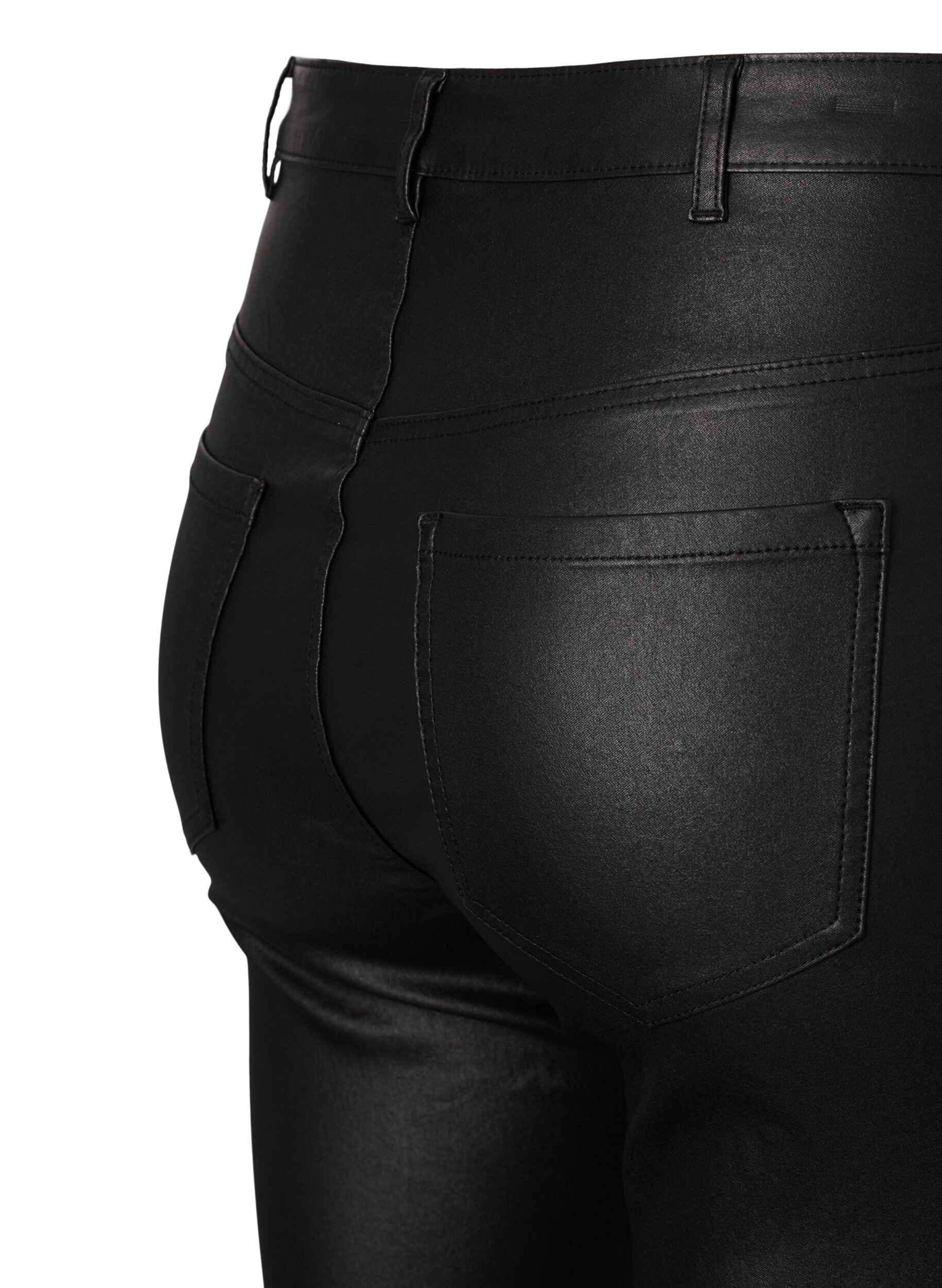 Zizzifashion Coated Ellen jeans with bootcut, Black, Packshot image number 3