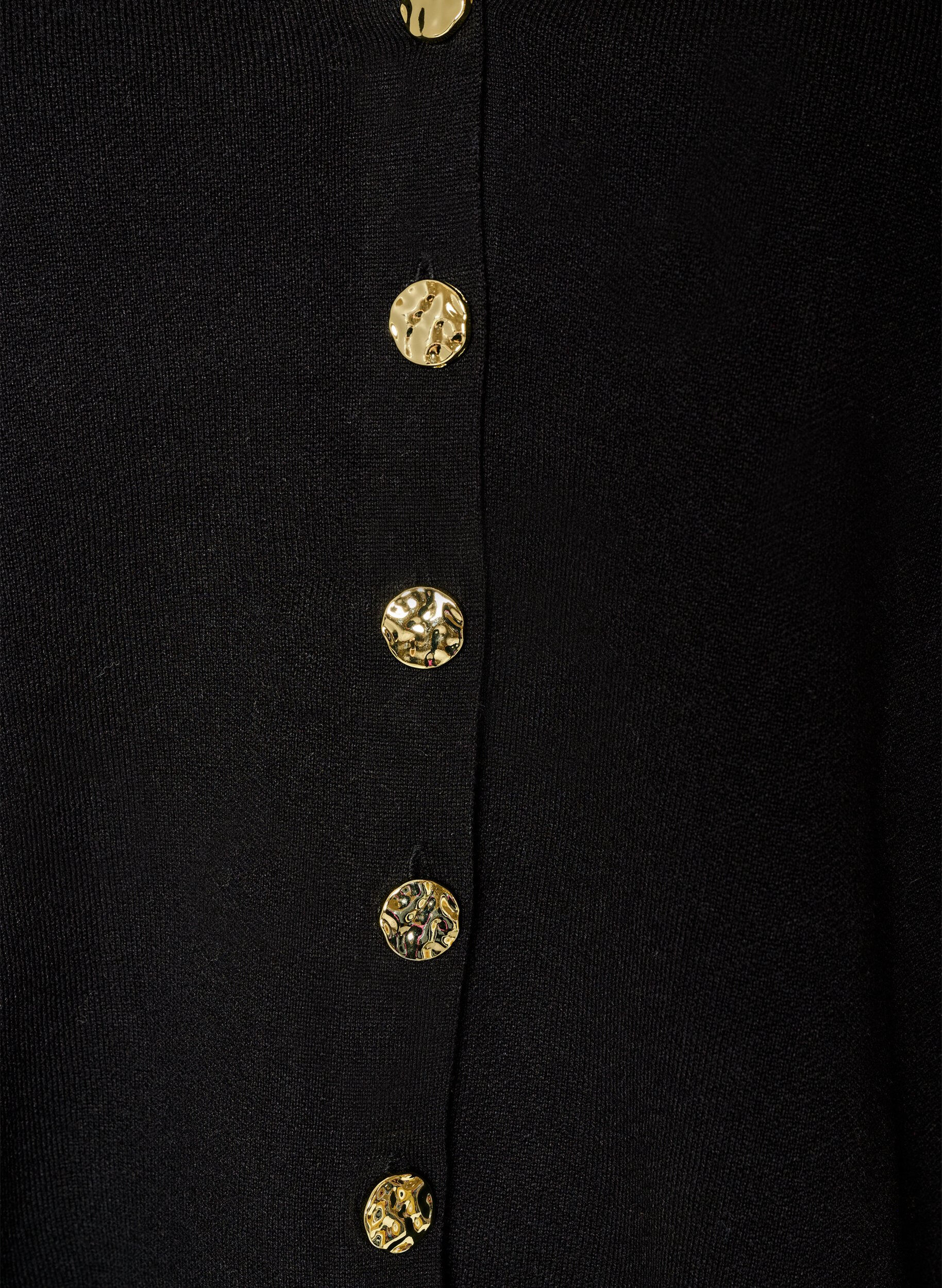 ZizzifashionFine-knit cardigan with decorative buttons, Black, Packshot image number 2