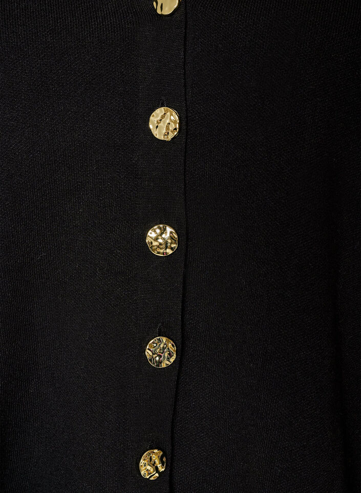 Fine-knit cardigan with decorative buttons, Black, Packshot image number 2