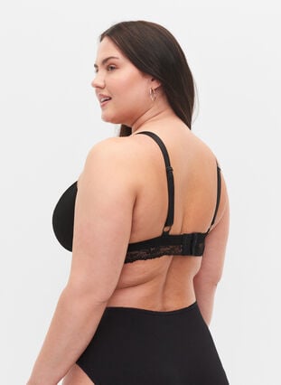 Lace bra with string details, Black, Model image number 1