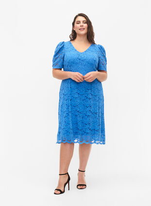 	 Lace dress with puff sleeves and v-neck, Regatta, Model image number 2