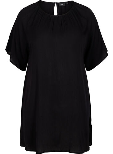 Viscose dress with short sleeves, Black, Packshot image number 0