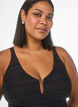 Swimsuit with textured stripe and front detail, Black, Model image number 2