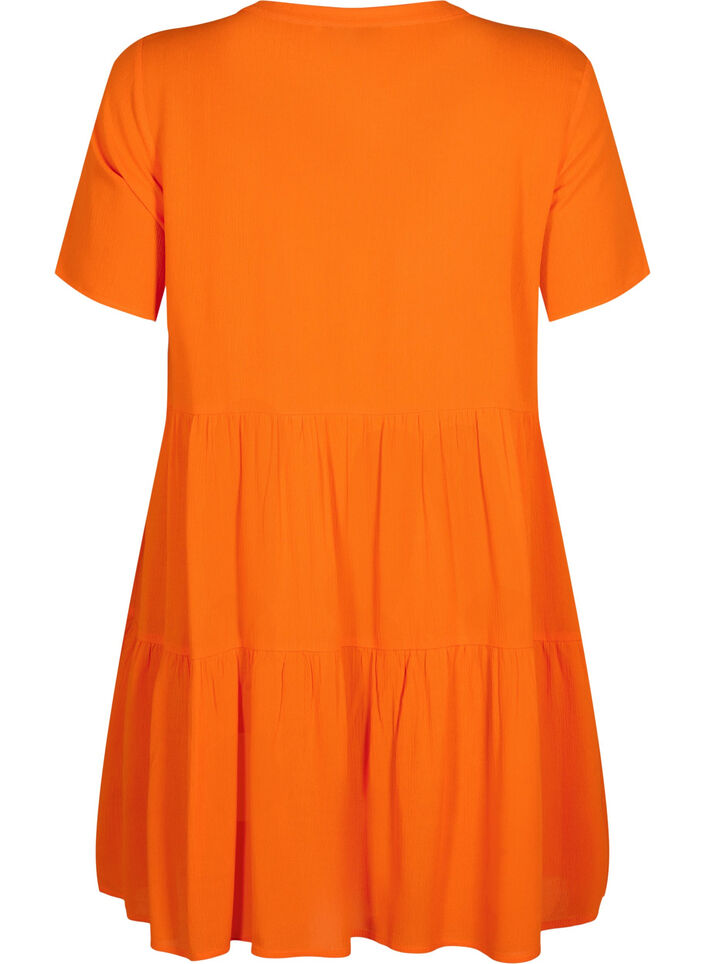 Short-sleeved viscose dress with A-line cut, Exuberance, Packshot image number 1