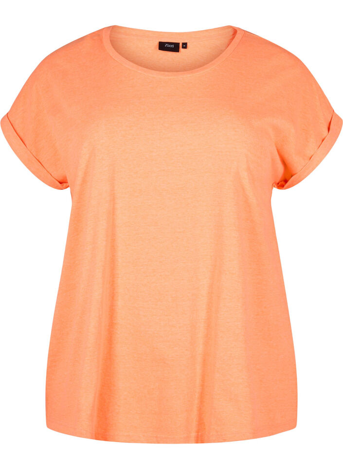 Neon colored cotton t-shirt, Coral, Packshot image number 0