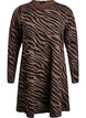 Long-sleeved dress with round neck and zebra print, Walnut Zebra, Packshot image number 0