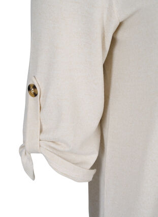Blouse with buttons and 3/4 sleeves, Pumice Stone Melange, Packshot image number 3