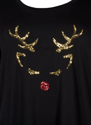 Christmas t-shirt in cotton, Black Reindeer, Packshot image number 2