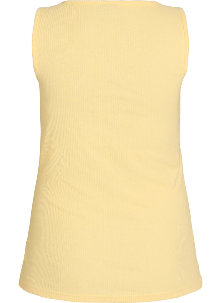 Slim-fit tank top with rhinestones, Yellow, Packshot image number 1