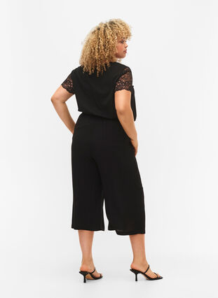 Loose culotte trousers in viscose, Black, Model image number 1
