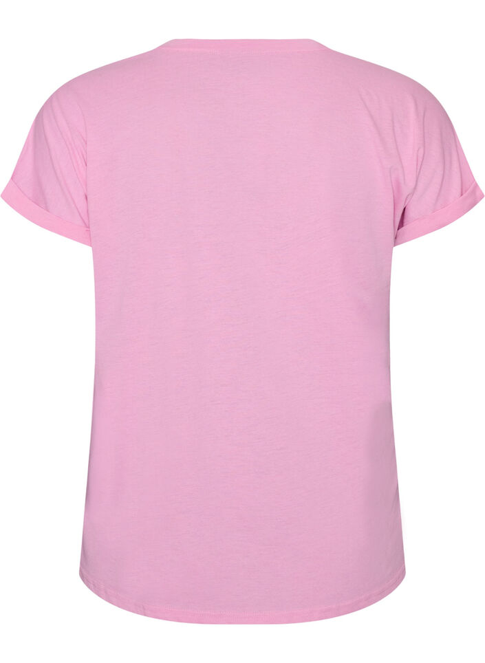 Short sleeved cotton blend t-shirt, Pink, Packshot image number 1