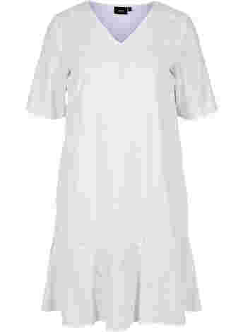 Short-sleeved cotton dress with broderie anglaise