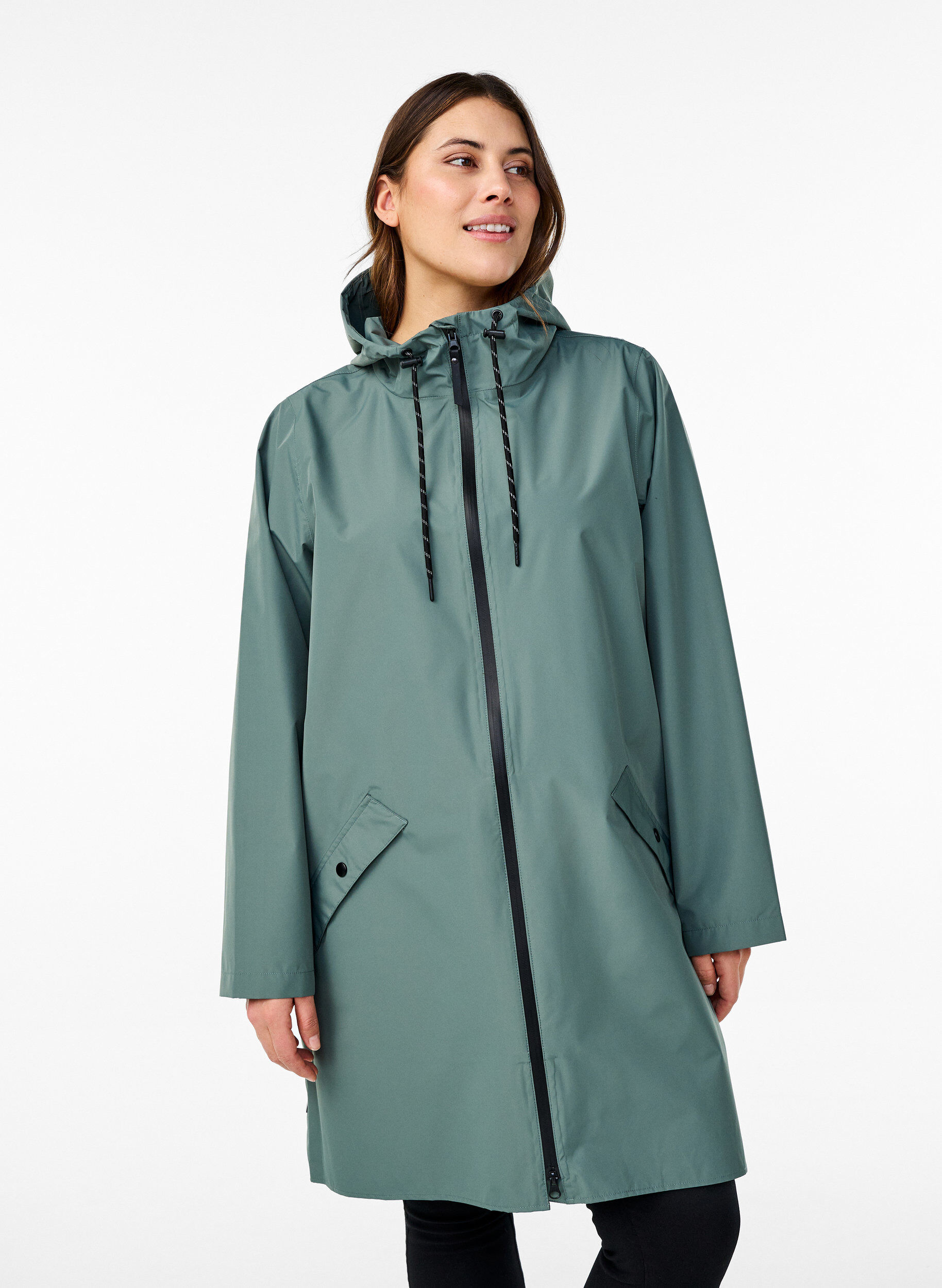 ZizzifashionRain jacket with pockets and hood, Green, Model image number 0