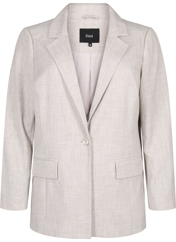 Melange blazer with button closure, String, Packshot image number 0
