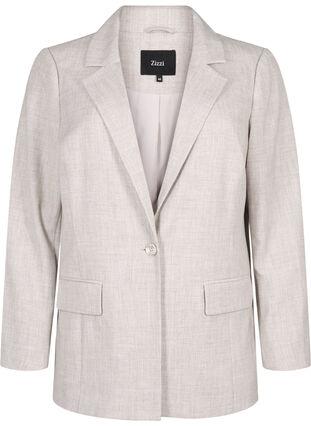 Melange blazer with button closure, String, Packshot image number 0