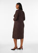 Midi dress with a wavy texture and long sleeves, Brown, Model image number 1