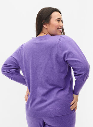 Knitted cardigan with button closure, Purple Opulence Mel., Model image number 1