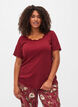 Short-sleeved pyjama top with lace trim, Cabernet, Model image number 0