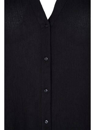 Short-sleeved viscose shirt with v-neck, Black, Packshot image number 2