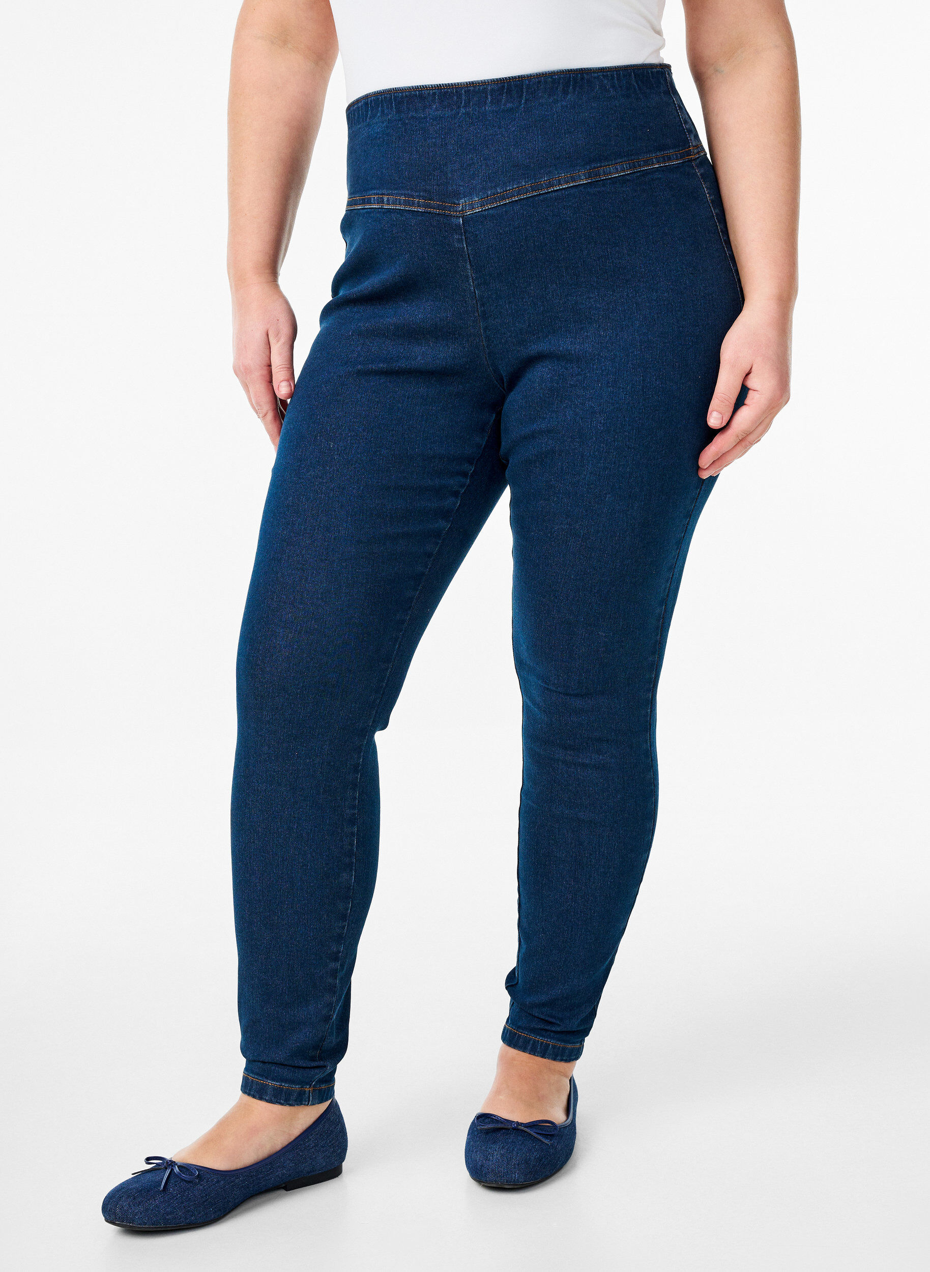 ZizzifashionStretchy jeggings with a high waist, Blue, Model image number 2