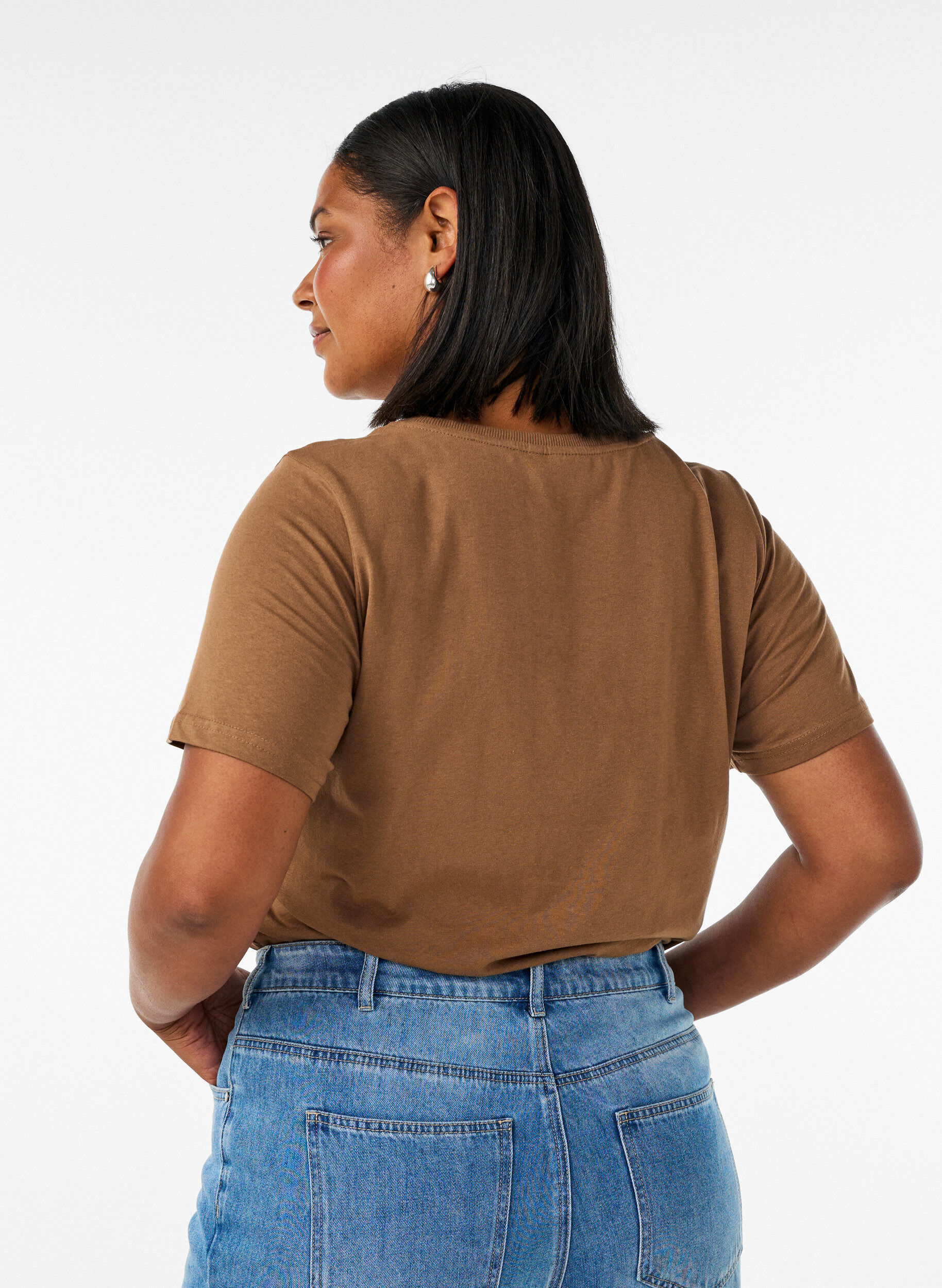 ZizzifashionCotton T-shirt with print, Brown, Model image number 2