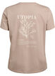 T-shirt with text print and round neck, Brown, Packshot image number 1