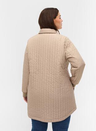 Quilted jacket with chest pockets and a collar, Silver Mink, Model image number 1