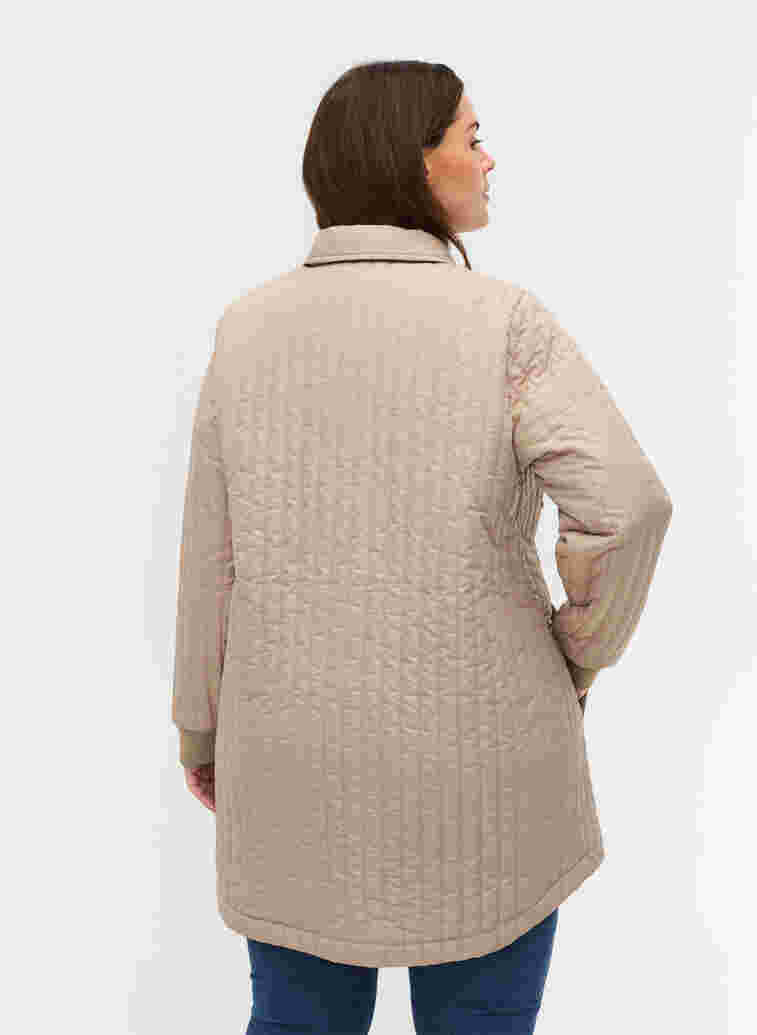 Quilted jacket with chest pockets and a collar, Silver Mink, Model image number 1
