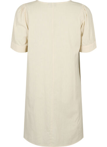 V-neck dress in cotton blend with linen, Sandshell, Packshot image number 1