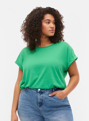 Short sleeved cotton blend t-shirt, Kelly Green, Model image number 0