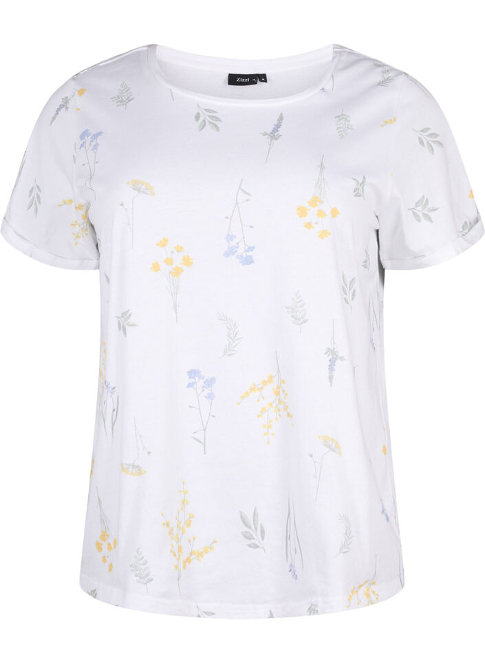 Organic cotton T-shirt with floral print, Bright W. AOP, Packshot image number 0