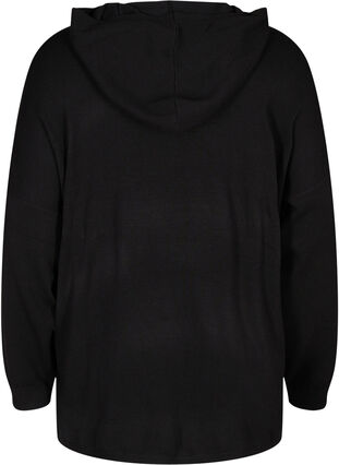 Knitted maternity sweater with hoodie, Black, Packshot image number 1