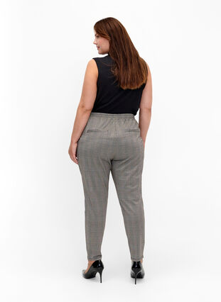 Cropped Maddison trousers with checked pattern, Beige Brown Check, Model image number 1