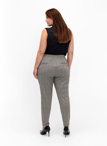 Cropped Maddison trousers with checked pattern, Beige Brown Check, Model image number 1