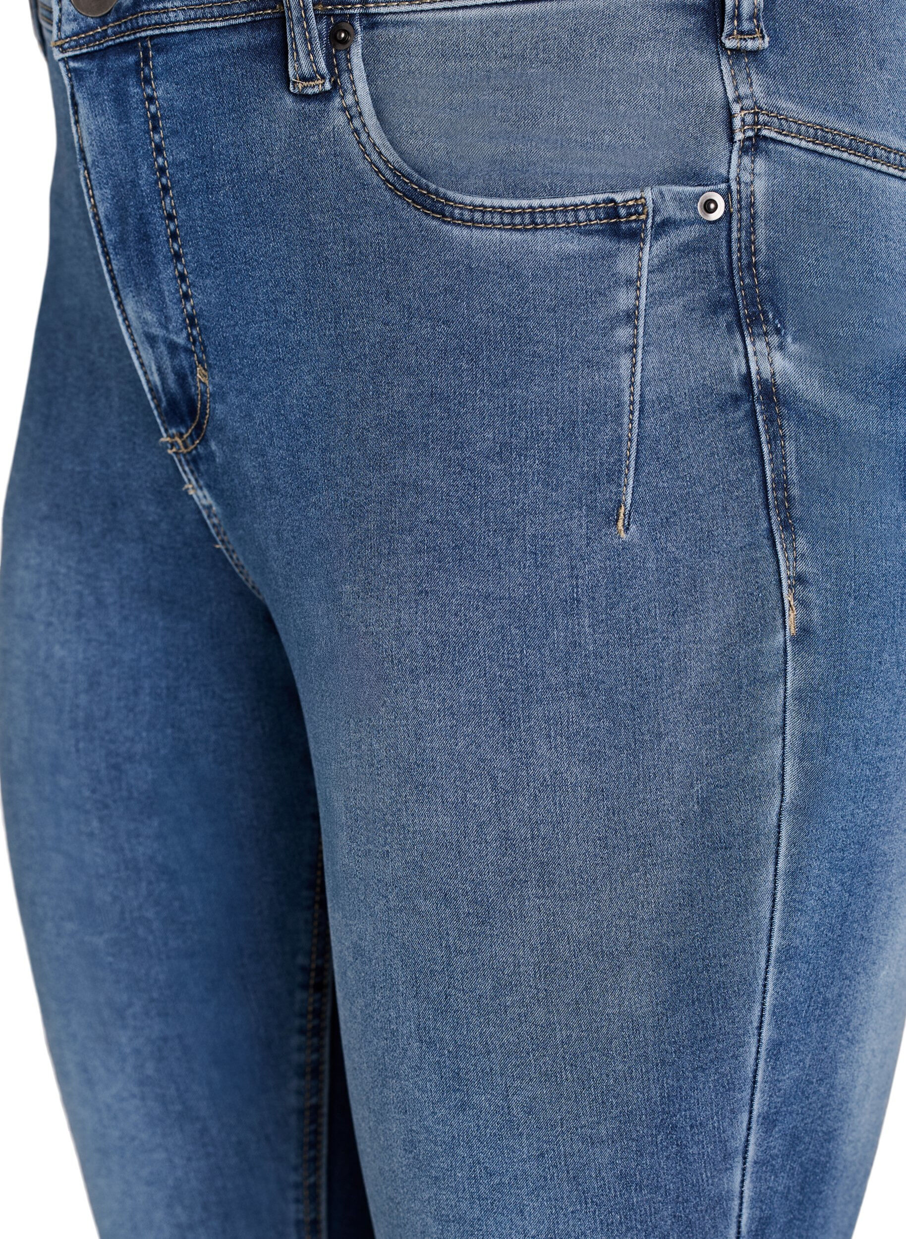Zizzifashion Cropped Amy jeans with zipper detail, Blue, Packshot image number 2