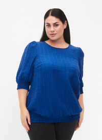 Smock blouse with lyocell (TENCEL™), Strong Blue, Model