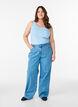 Solid color basic top in cotton, Light Blue, Model image number 1
