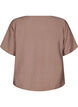 Short-sleeved blouse with elastic hem, Brown, Packshot image number 1