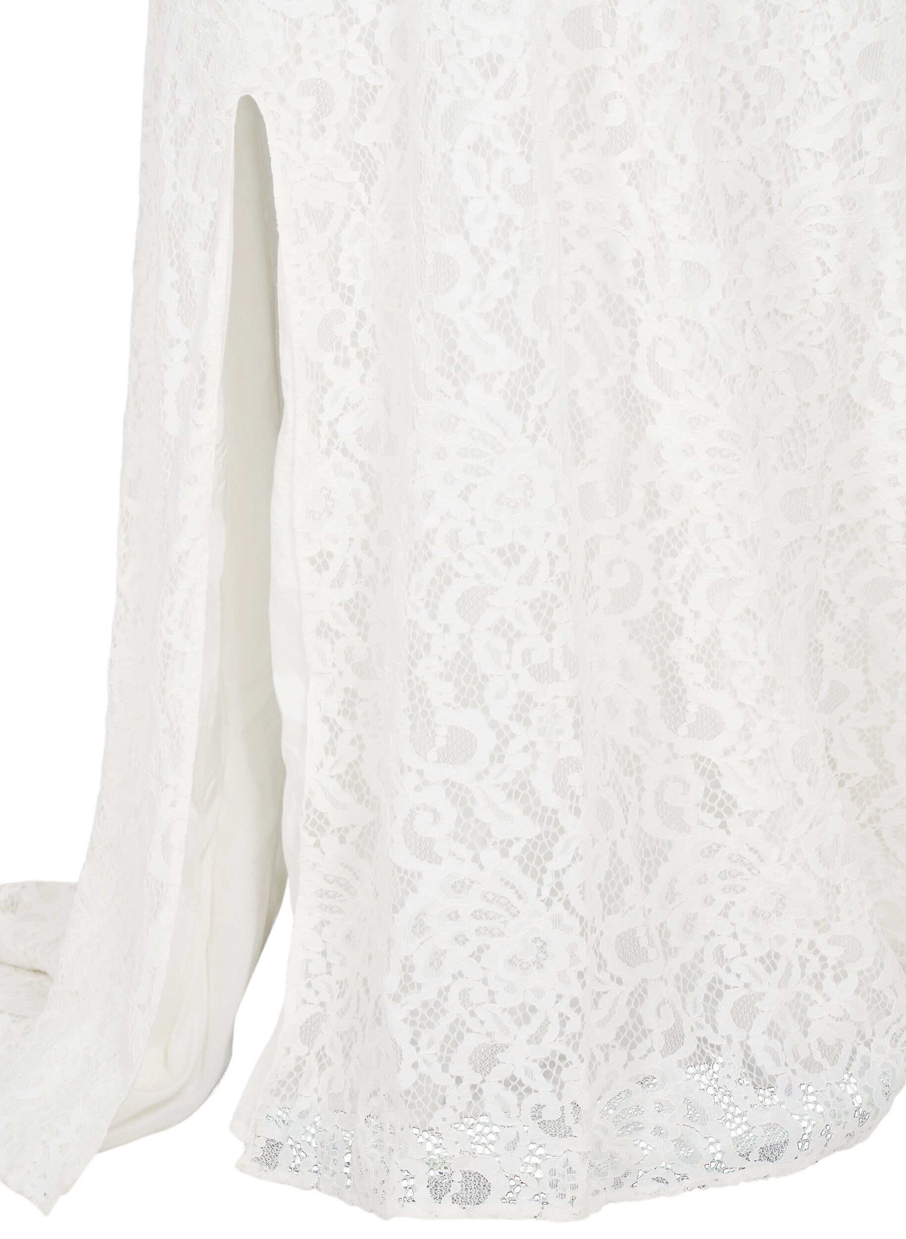 Zizzifashion Lace wedding dress with slits, Star White, Packshot image number 3