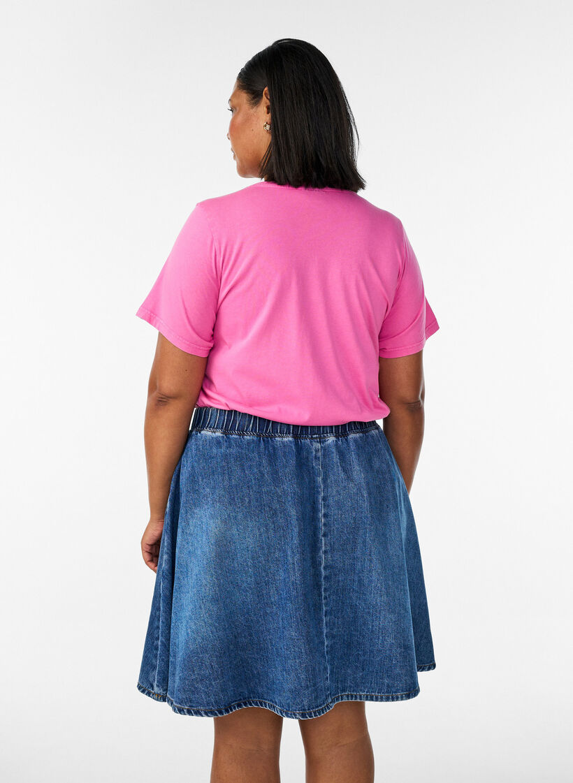 Short denim skater skirt, Blue, Model image number 2
