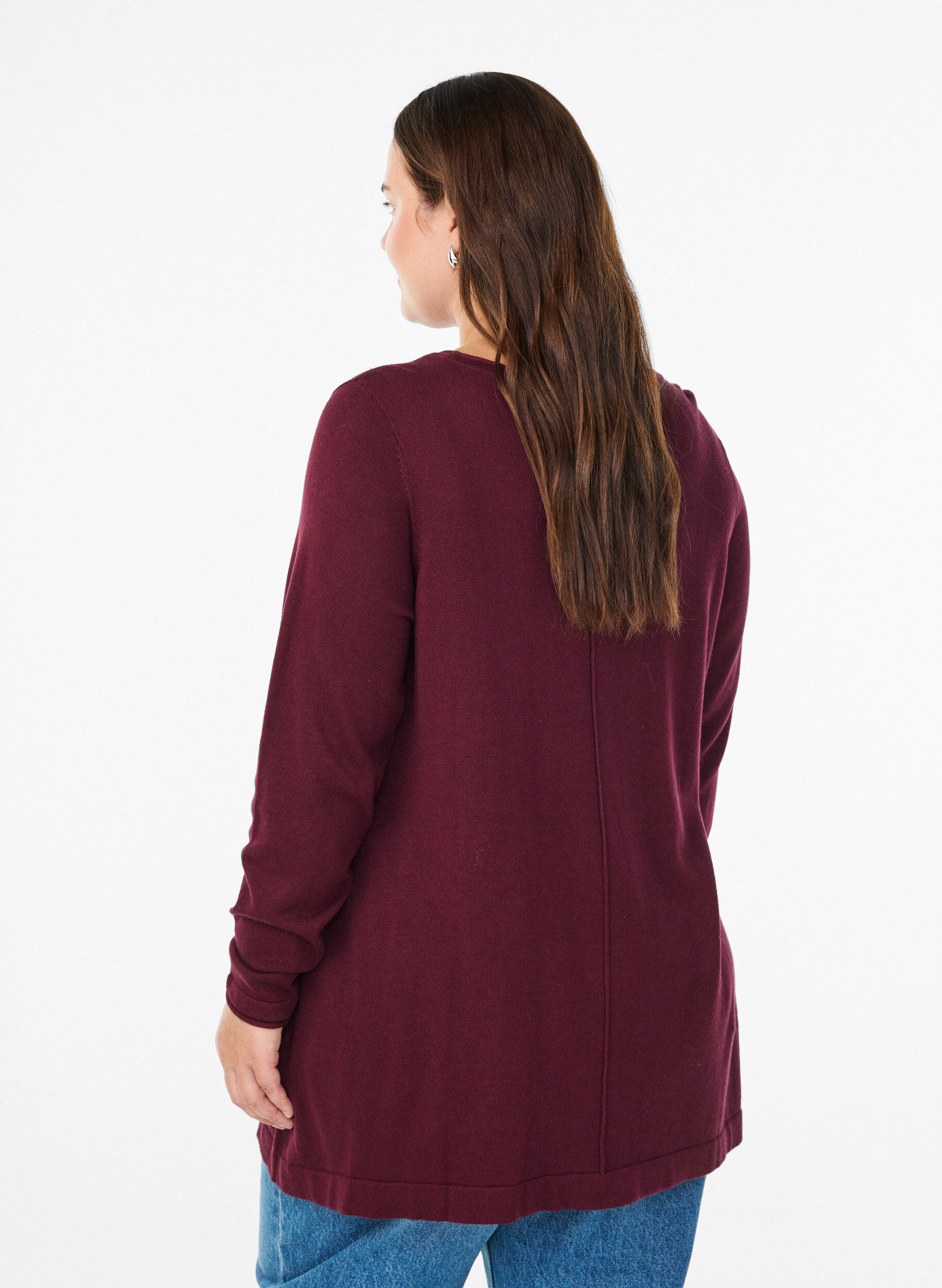 ZizzifashionKnitted blouse in cotton-viscose blend, Dark Bordeaux, Model image number 2